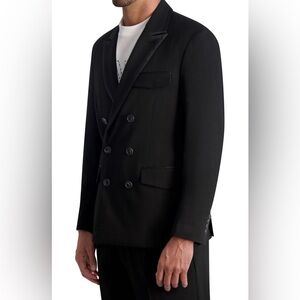 KARL LAGERFELD Mens Pin Stripe Long Sleeve Double Breasted Blazer